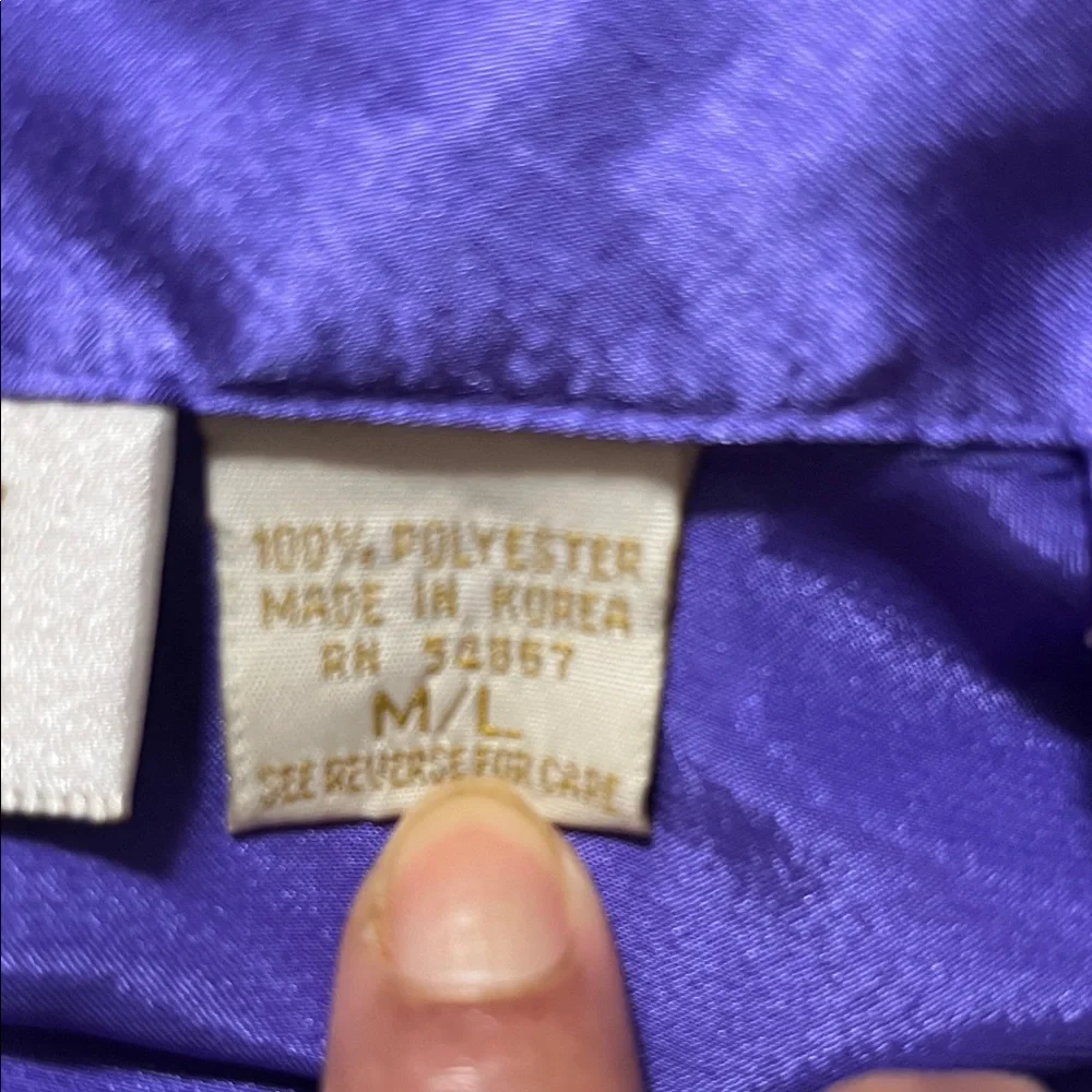 Elegant Purple Satin Blouse with Pearl Details